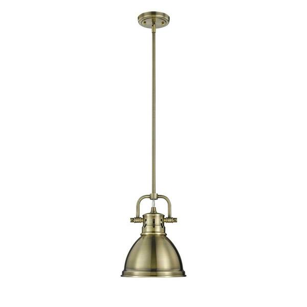 Golden Lighting Duncan AB Mini Pendant with Rod, Gold - Aged Brass Shades 3604-M1L AB-AB